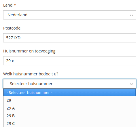 Magento 2 - Dutch Postcode API house number options